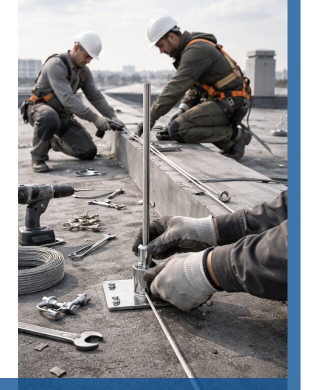 Монтаж молниезащиты на кровле в Барабинске цена от 25393 р. | ВЫСОТНИК-Ббн