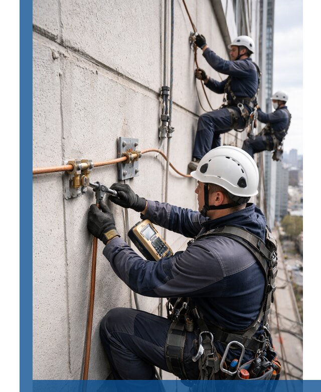 Монтаж системы заземления здания и молниезащиты в Барабинске