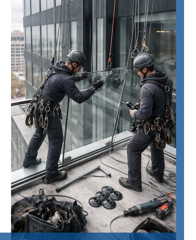 Монтаж стеклянных ограждений в Барабинске от 2539 р. | ВЫСОТНИК-Ббн