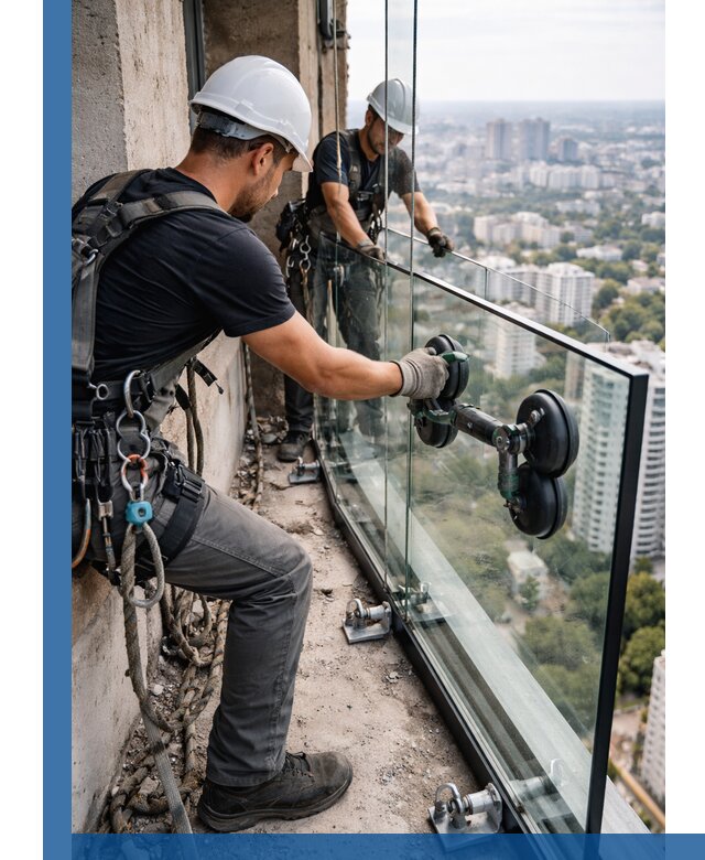 Монтаж стеклянных ограждений под ключ с гарантией в Барабинске