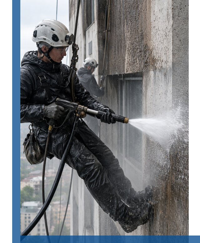 Гидроструйная очистка фасадов и конструкций в Барабинске