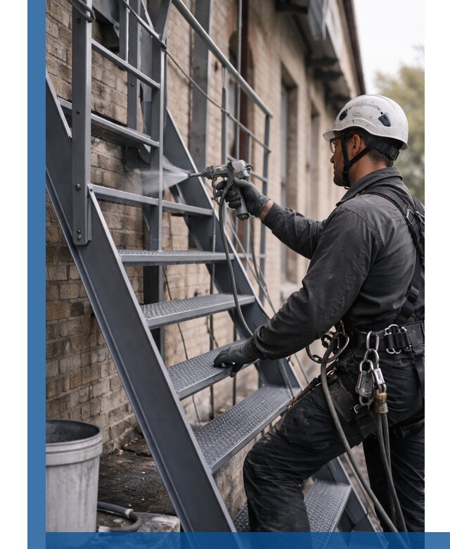 Покраска и антикоррозионная защита пожарных лестниц в Барабинске