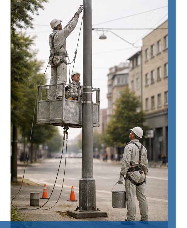 Покраска опор освещения в Барабинске от 5079 р. | ВЫСОТНИК-Ббн