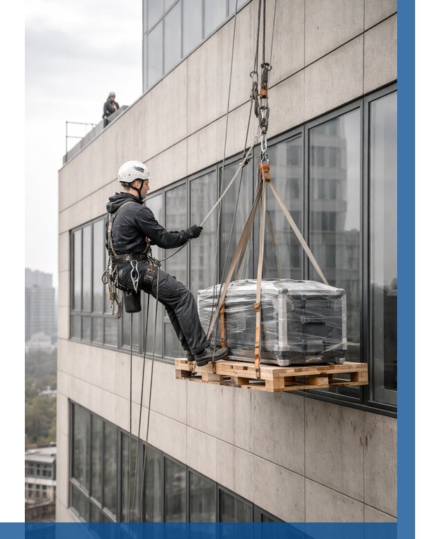 Спуск груза по фасаду в Барабинске от 3555 р. | ВЫСОТНИК-Ббн