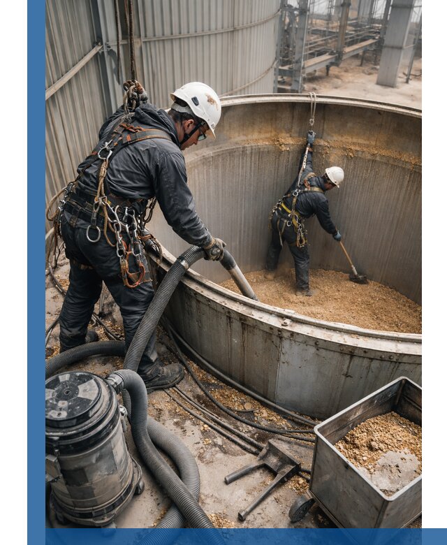 Профессиональная чистка зерновых бункеров в Барабинске с выездом