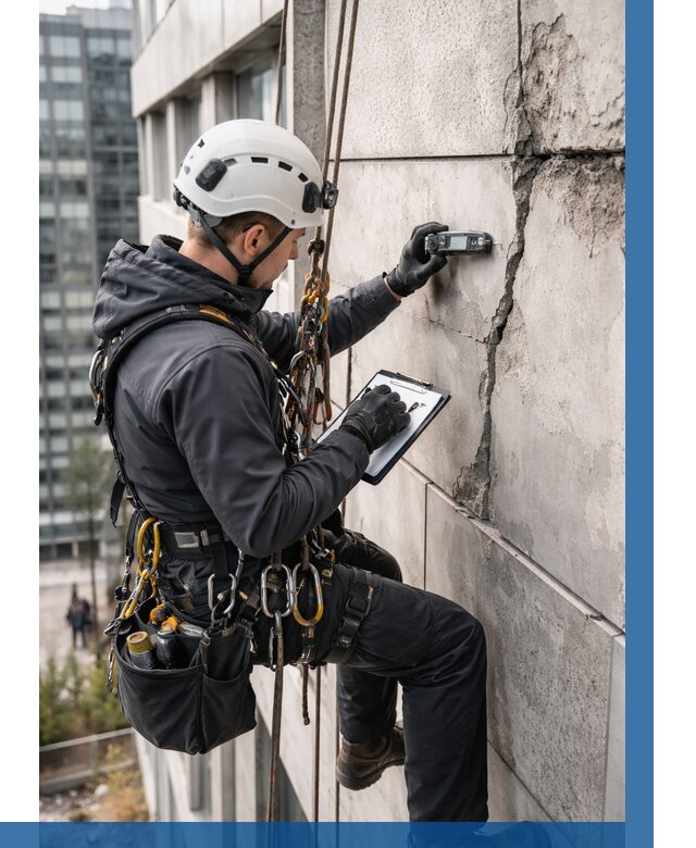 Обследование фасада альпинистами в Барабинске от 122 р. | ВЫСОТНИК-Ббн