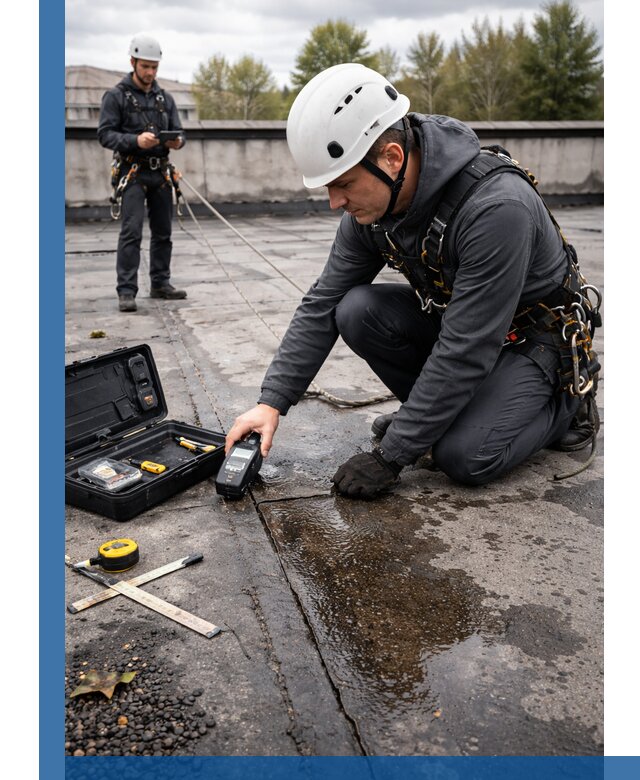 Обследование кровли на протечки и выявление дефектов в Барабинске