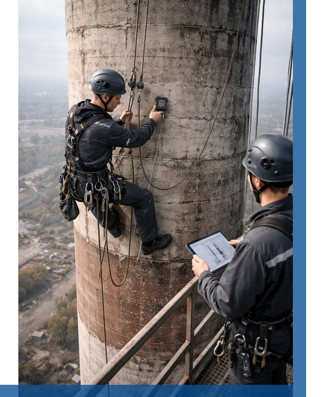 Обследование дымовой трубы в Барабинске от 8126 р. | ВЫСОТНИК-Ббн