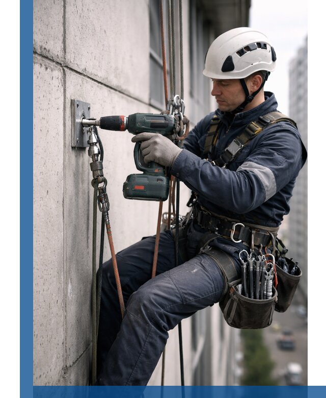 Установка анкерных точек для высотных работ в Барабинске